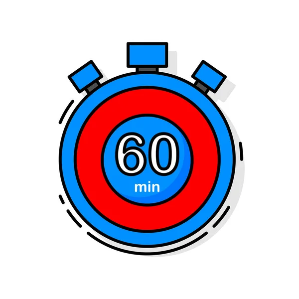 60 minutes left. Timer, clock, stopwatch isolated icon. Note the cooking time. Vector illustration. — 图库矢量图片