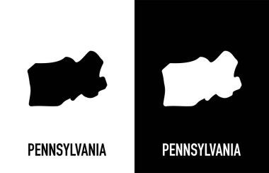 Pennsylvania - ABD eyaleti. İki yüzlü, siyah ve beyaz renkli Contour hattı. Amerika Birleşik Devletleri Haritası. Vektör illüstrasyonu.
