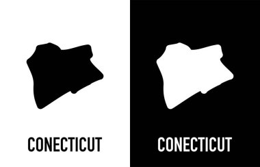 Coneca - ABD eyaleti. İki yüzlü, siyah ve beyaz renkli Contour hattı. Amerika Birleşik Devletleri Haritası. Vektör illüstrasyonu.