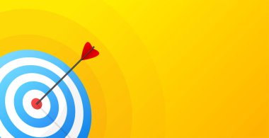 Kırmızı oklar hedefe ulaşıyor. Dart hedefi. Başarı İş Konsepti. Vektör illüstrasyonu.