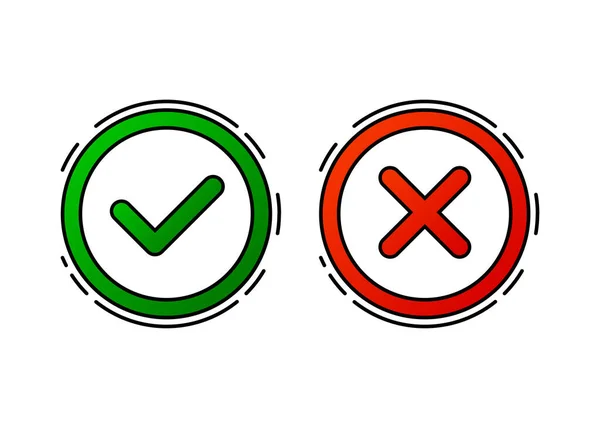 Check box list icons set, green and red, yes or no, dos or donts isolated on white background. Vector illustration. — Stockvektor