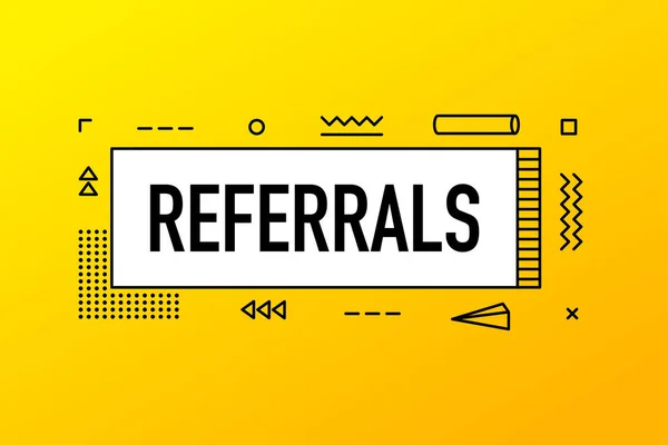 Referrals, geometry banner on yellow background. Refer a Friend. Vector illustration. — Stock vektor