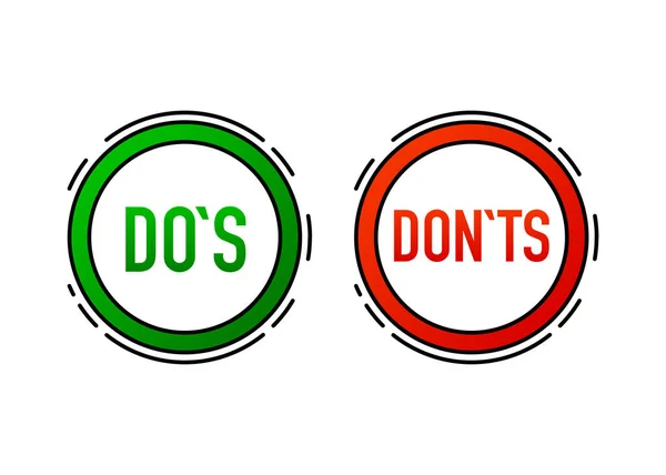 Case à cocher liste icônes ensemble, vert et rouge, oui ou non, dos ou donts isolés sur fond blanc. Illustration vectorielle. — Image vectorielle