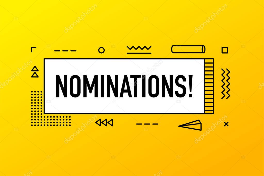 Nominations, geometry banner on yellow background. Vector illustration.