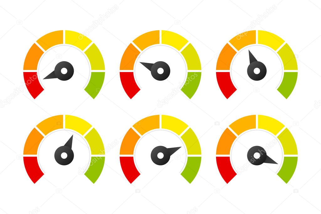 Speed metering or rating icon collection. Vector illustration.