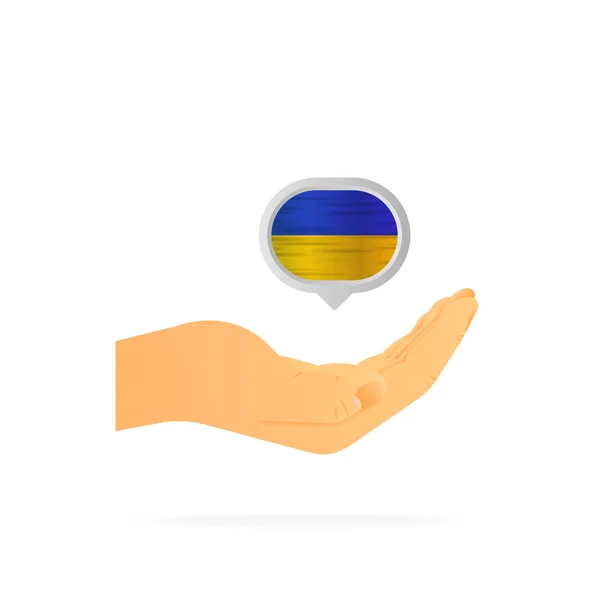 Hand Holding Ukrainian Point Realistic Hand White Background Vector Illustration — Stock Vector