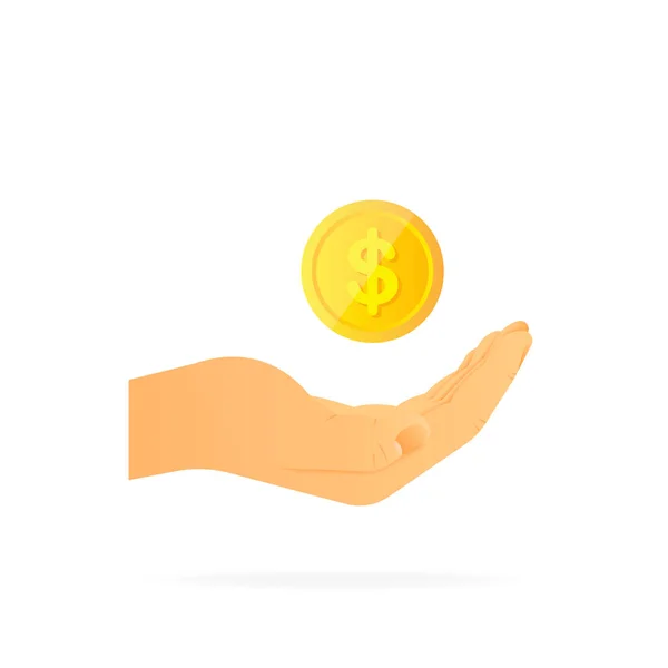Mão Segurando Centavo Uma Mão Realista Fundo Branco Ilustração Vetorial — Vetor de Stock