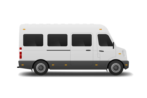 Una Maqueta Realista Autobús Camioneta Blanca Para Entrega Ilustración Vectorial — Vector de stock