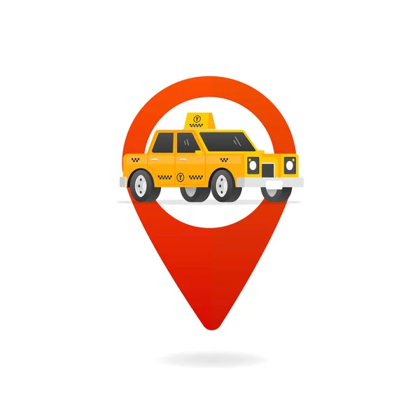 Marker Taxi Car Map Gps Device Tracking Car Vector Illustration — Image vectorielle