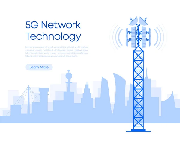 5G技術と通信の概念 5Gタワーネットワーク技術 ベクターイラスト — ストックベクタ
