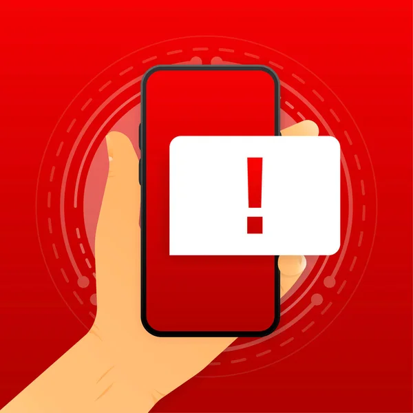 Allarme Virus Mano Mano Uno Smartphone Infetto Concetto Sicurezza Mobile — Vettoriale Stock