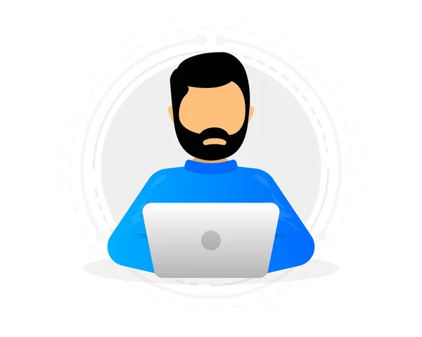 Hombre Está Usando Una Computadora Concepto Usar Dispositivo Ilustración Vectorial — Vector de stock