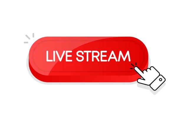Live Stream Button Mouse Touched Button Vector Illustration — Stock Vector