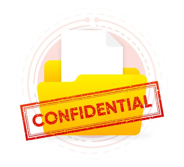 Confidential Grunge Stamp Folder Files Red Badge Shabby Style Vector — Stock Vector
