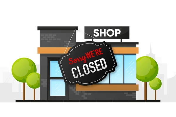 Sorry Closed Store Shop Retail Store Modern Style City Background — Stock Vector