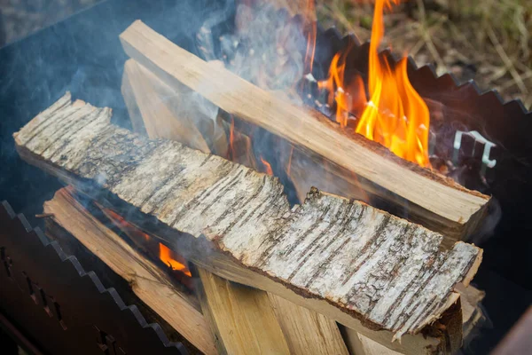 Dry Wood Grill Kindling Making Coals — Stock Photo, Image