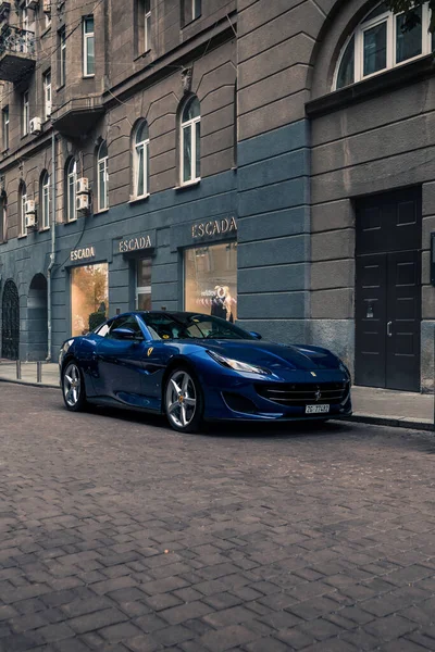 Italian Supercar Ferrari Portofino Finished Blue Kyiv Ukraine September 2021 — стоковое фото