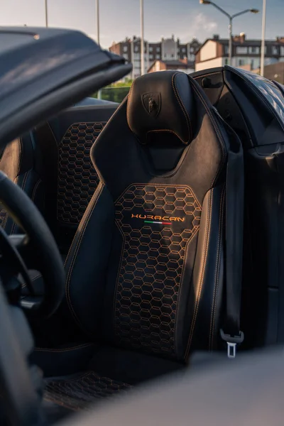 Italienischer Supersportwagen Lamborghini Huracan Spyder Innenraum Und Sitz Kiew Ukraine — Stockfoto