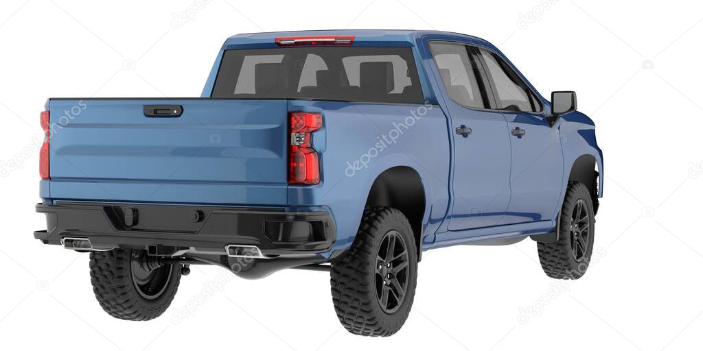 Pickup truck isolated on background. 3d rendering - illustration