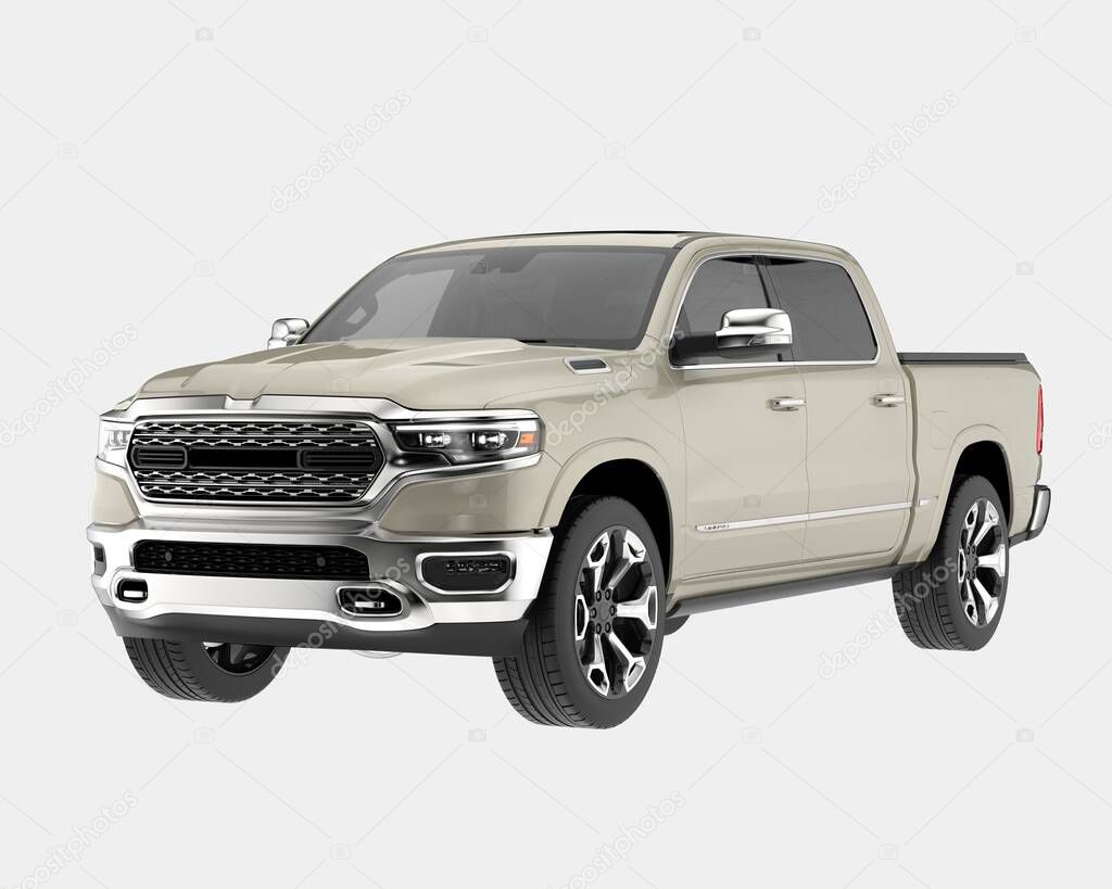 Pickup truck isolated on background. 3d rendering - illustration