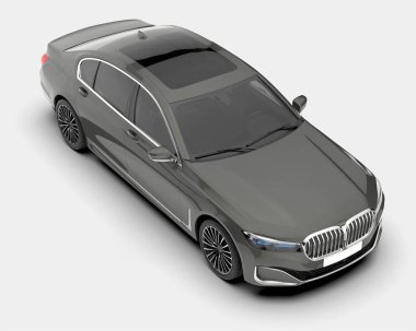 Arka planda lüks bir araba var. 3d görüntüleme - illüstrasyon