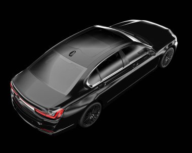 Arka planda lüks bir araba var. 3d görüntüleme - illüstrasyon