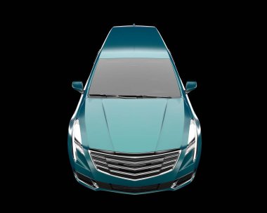 Arka planda lüks bir araba var. 3d görüntüleme - illüstrasyon