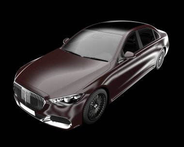 Arka planda lüks bir araba var. 3d görüntüleme - illüstrasyon