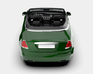 Arka planda lüks bir araba var. 3d görüntüleme - illüstrasyon