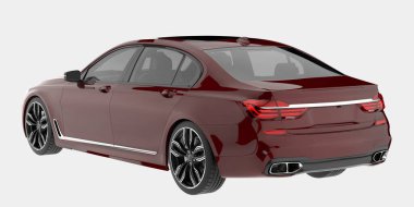 Arka planda lüks bir araba var. 3d görüntüleme - illüstrasyon