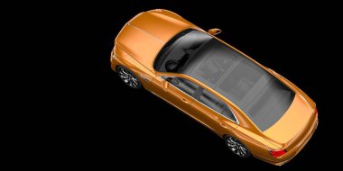 Arka planda lüks bir araba var. 3d görüntüleme - illüstrasyon