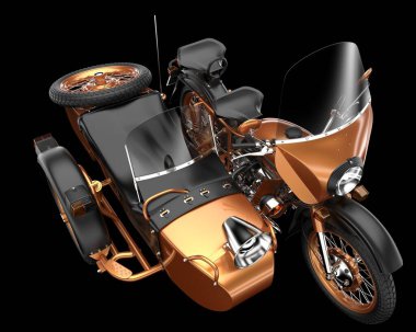 Arka planda motosiklet sepetleri var. 3d görüntüleme - illüstrasyon