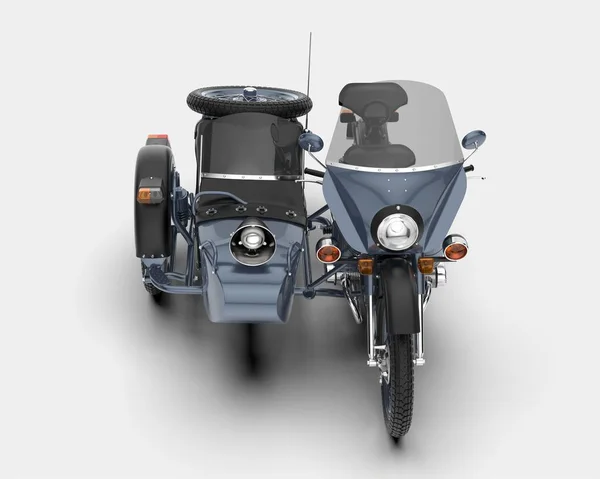 Moto Avec Side Car Isolé Arrière Plan Rendu Illustration — Photo