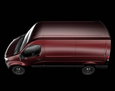 Kargo aracı arka planda izole edilmiş. 3d görüntüleme - illüstrasyon