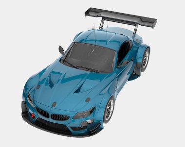 Yarış arabası arka planda izole edilmiş. 3d görüntüleme - illüstrasyon