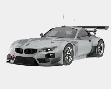 Yarış arabası arka planda izole edilmiş. 3d görüntüleme - illüstrasyon