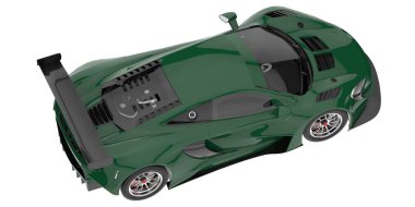 Yarış arabası arka planda izole edilmiş. 3d görüntüleme - illüstrasyon