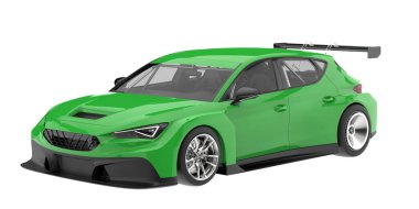 Yarış arabası arka planda izole edilmiş. 3d görüntüleme - illüstrasyon