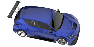 Yarış arabası arka planda izole edilmiş. 3d görüntüleme - illüstrasyon