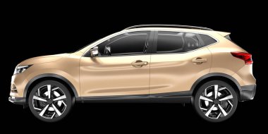 Arka planda izole edilmiş gerçekçi bir SUV arabası. 3d görüntüleme - illüstrasyon