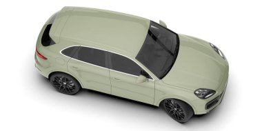 Arka planda izole edilmiş gerçekçi bir SUV arabası. 3d görüntüleme - illüstrasyon