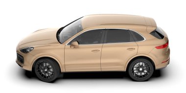 Arka planda izole edilmiş gerçekçi bir SUV arabası. 3d görüntüleme - illüstrasyon