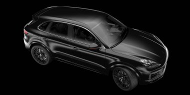 Arka planda izole edilmiş gerçekçi bir SUV arabası. 3d görüntüleme - illüstrasyon