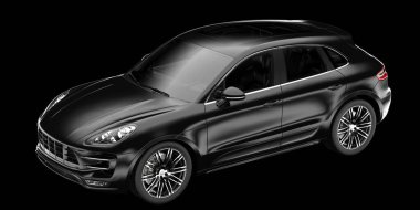 Arka planda izole edilmiş gerçekçi bir SUV arabası. 3d görüntüleme - illüstrasyon