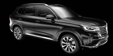 Arka planda izole edilmiş gerçekçi bir SUV arabası. 3d görüntüleme - illüstrasyon