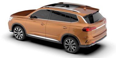 Arka planda izole edilmiş gerçekçi bir SUV arabası. 3d görüntüleme - illüstrasyon