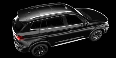 Arka planda izole edilmiş gerçekçi bir SUV arabası. 3d görüntüleme - illüstrasyon
