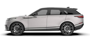 Arka planda izole edilmiş gerçekçi bir SUV arabası. 3d görüntüleme - illüstrasyon