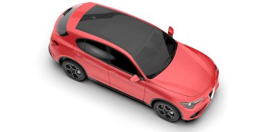 Arka planda izole edilmiş gerçekçi bir SUV arabası. 3d görüntüleme - illüstrasyon