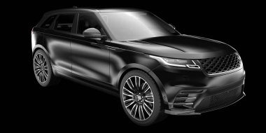 Arka planda izole edilmiş gerçekçi bir SUV arabası. 3d görüntüleme - illüstrasyon